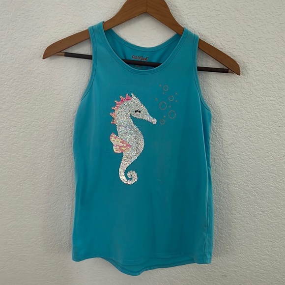 Cat & Jack Sequined Seahorse Tank Top